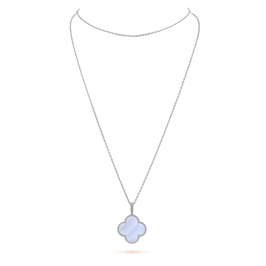 ¡®Glow Jewelry¡¯CLOVER SILVER CHALCEDONY BIG CLOVER NECKLACE