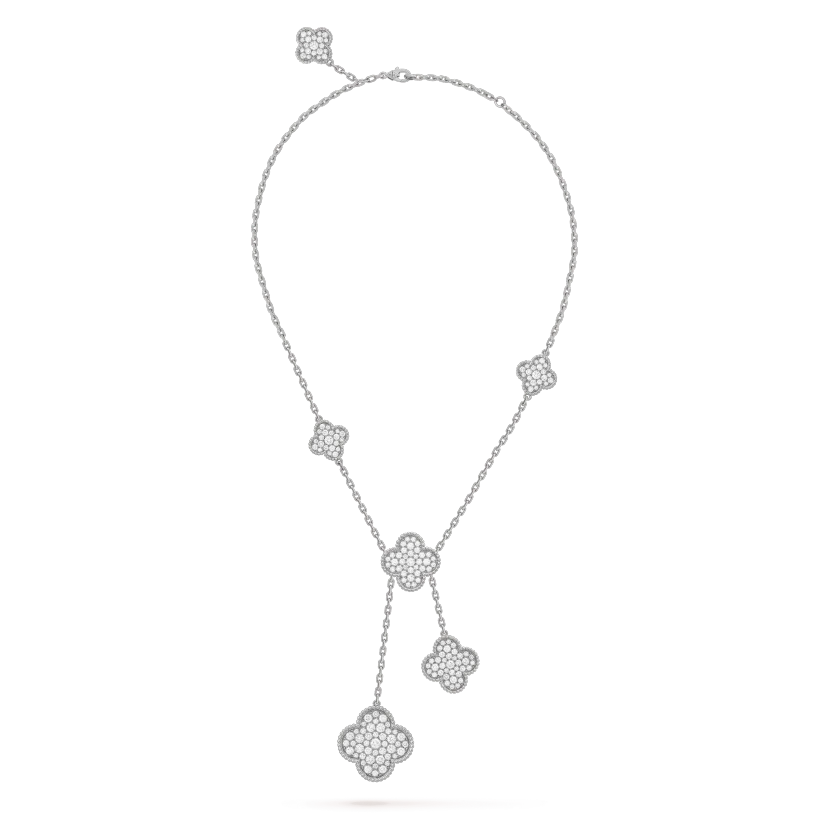 ¡®Glow Jewelry¡¯CLOVER 5 MOTIFS SILVER DIAMONDS NECKLACE
