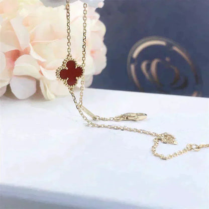 [Glow Jewelry]CLOVER  CARNELIAN SINGLE FLOWER BRACELET
