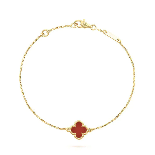 [Glow Jewelry]CLOVER  CARNELIAN SINGLE FLOWER BRACELET