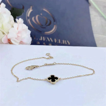 ¡®Glow Jewelry¡¯CLOVER ONYX SINGLE FLOWER BRACELET