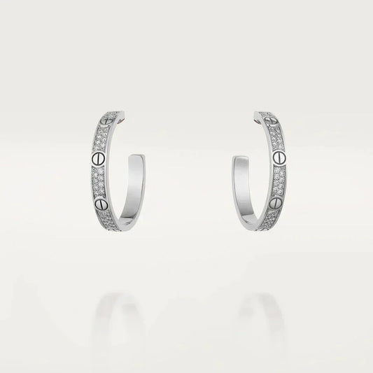 ¡®Glow Jewelry¡¯LOVE DIAMOND SILVER HOOP EARRINGS
