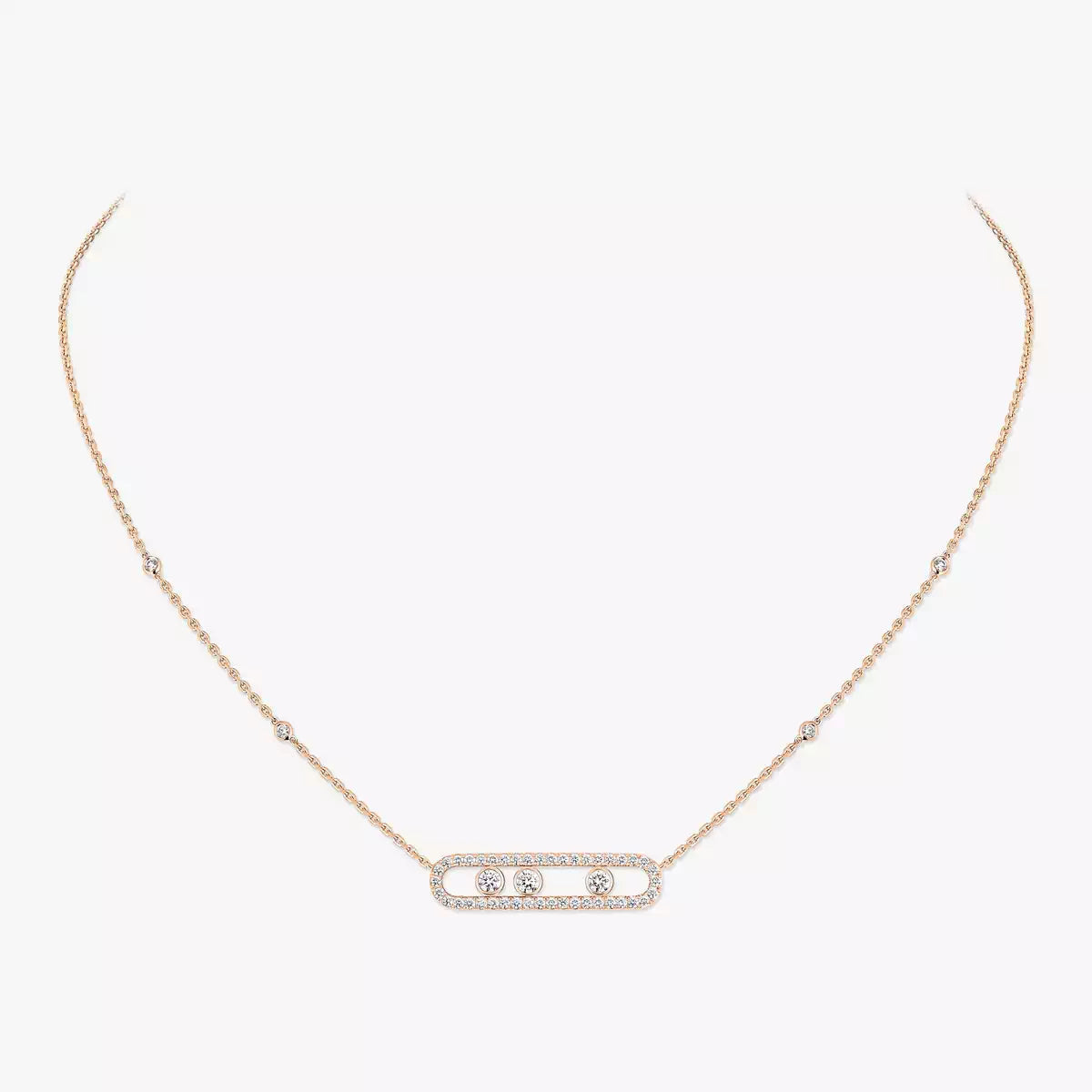 [Glow Jewelry] Move Pave_ Rose Gold Diamond Necklace