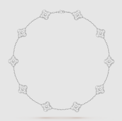 [¡®Glow Jewelry¡¯]CLOVER 10 MOTIFS FULL DIAMOND NECKLACE