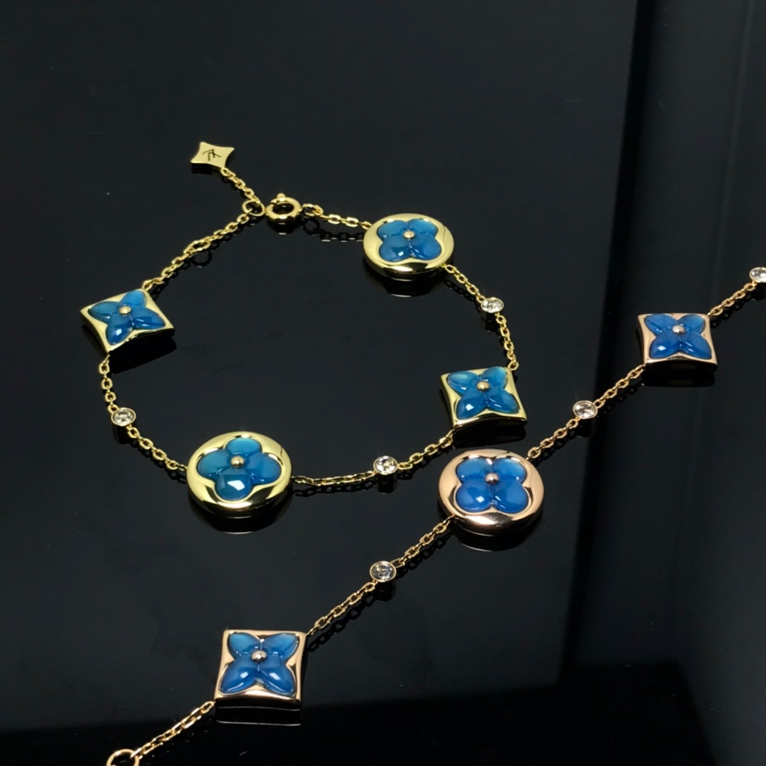 [Glow Jewelry]STAR AND SUN 4 MOTIF BLUE BRACELET