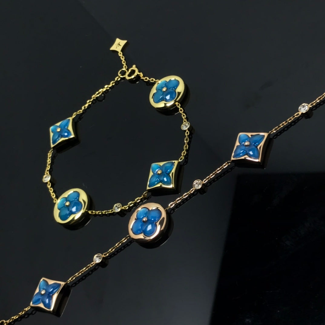 [Glow Jewelry]STAR AND SUN 4 MOTIF BLUE BRACELET