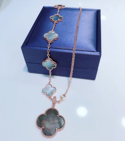 ¡®Glow Jewelry¡¯COMBINED BRACELET 5 MOTIFS AND NECKLACE DARK MOP ROSE GOLD
