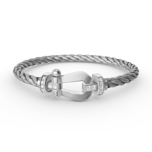 [Glow Jewelry]FORCE LARGE HORSESHOE HALF DIAMOND BRACELET SILVER