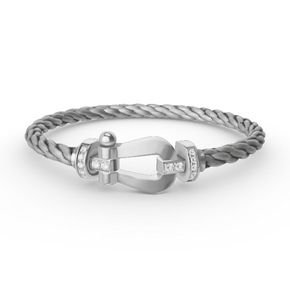 [Glow Jewelry]FORCE LARGE HORSESHOE HALF DIAMOND BRACELET SILVER