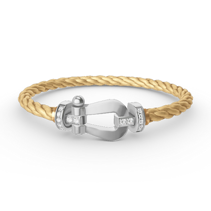 [Glow Jewelry]FORCE LARGE HORSESHOE HALF DIAMOND BRACELET SILVER