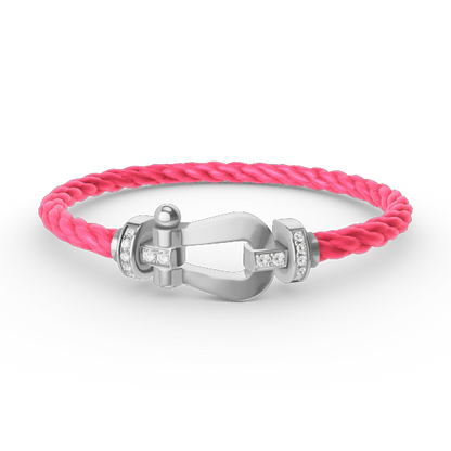 [Glow Jewelry]FORCE LARGE HORSESHOE HALF DIAMOND BRACELET SILVER