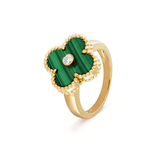 ¡®Glow Jewelry¡¯CLOVER MALACHITE RING GOLD DIAMOND